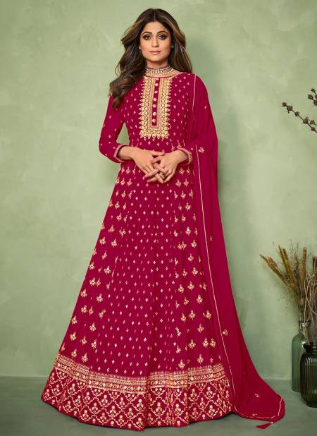 Dark Pink Colour AASHIRWAD Heavy Wedding Wear Real Georgette Latest Designer Suit Collection 9191